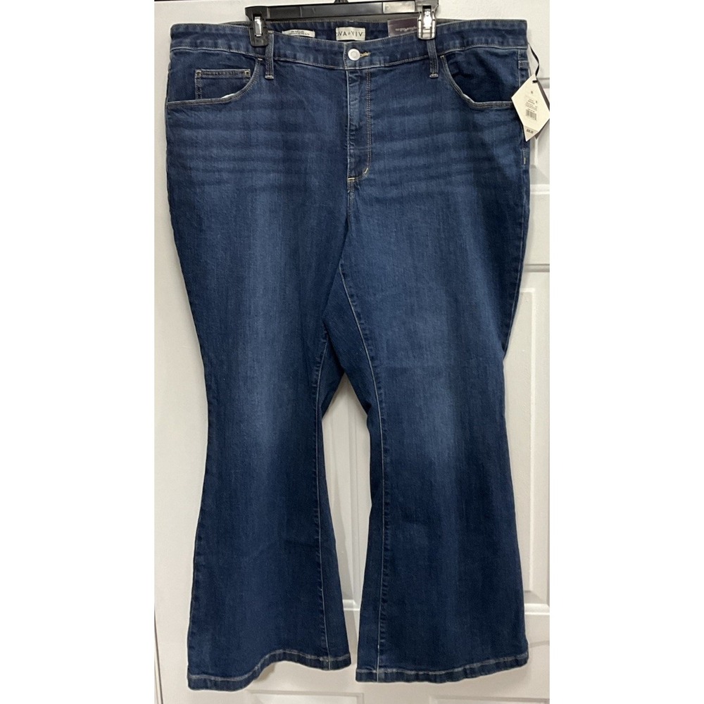 AVA & VIV High Rise Fitted Hip/Thigh Stretch Flare Dark Denim Jeans Women's 22